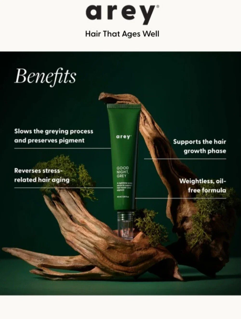 AREY Good Night, Grey Overnight Hair Serum